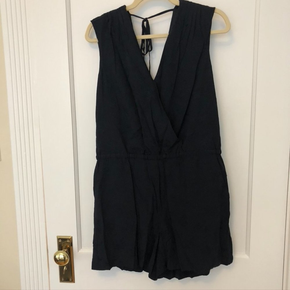Navy Floral Jacquard Romper